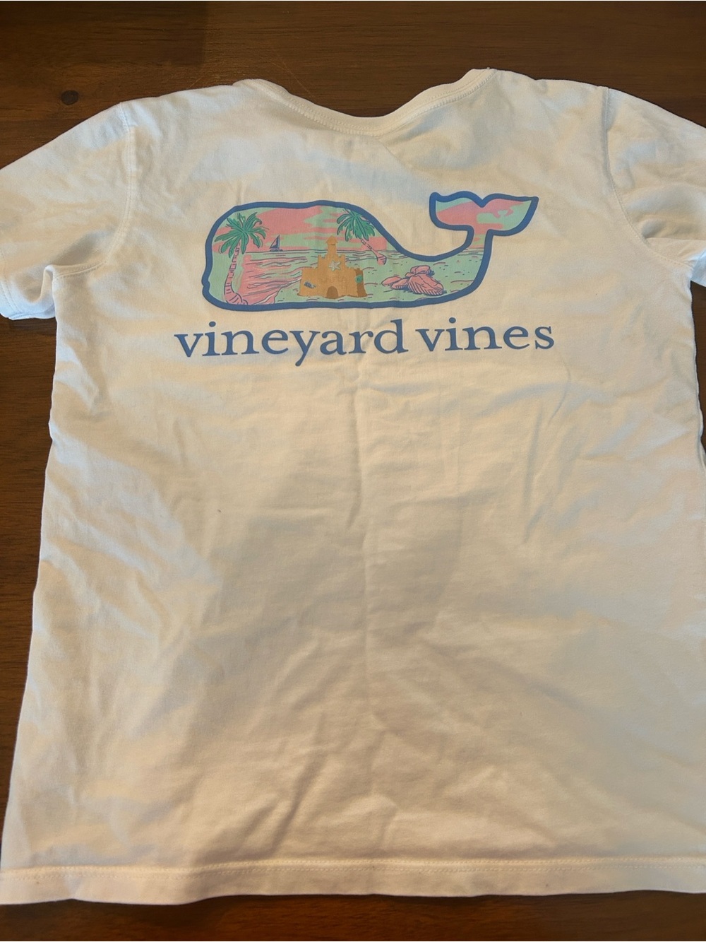 Vineyard Vines White Kids Pocket Tee with Sandcastle Patch